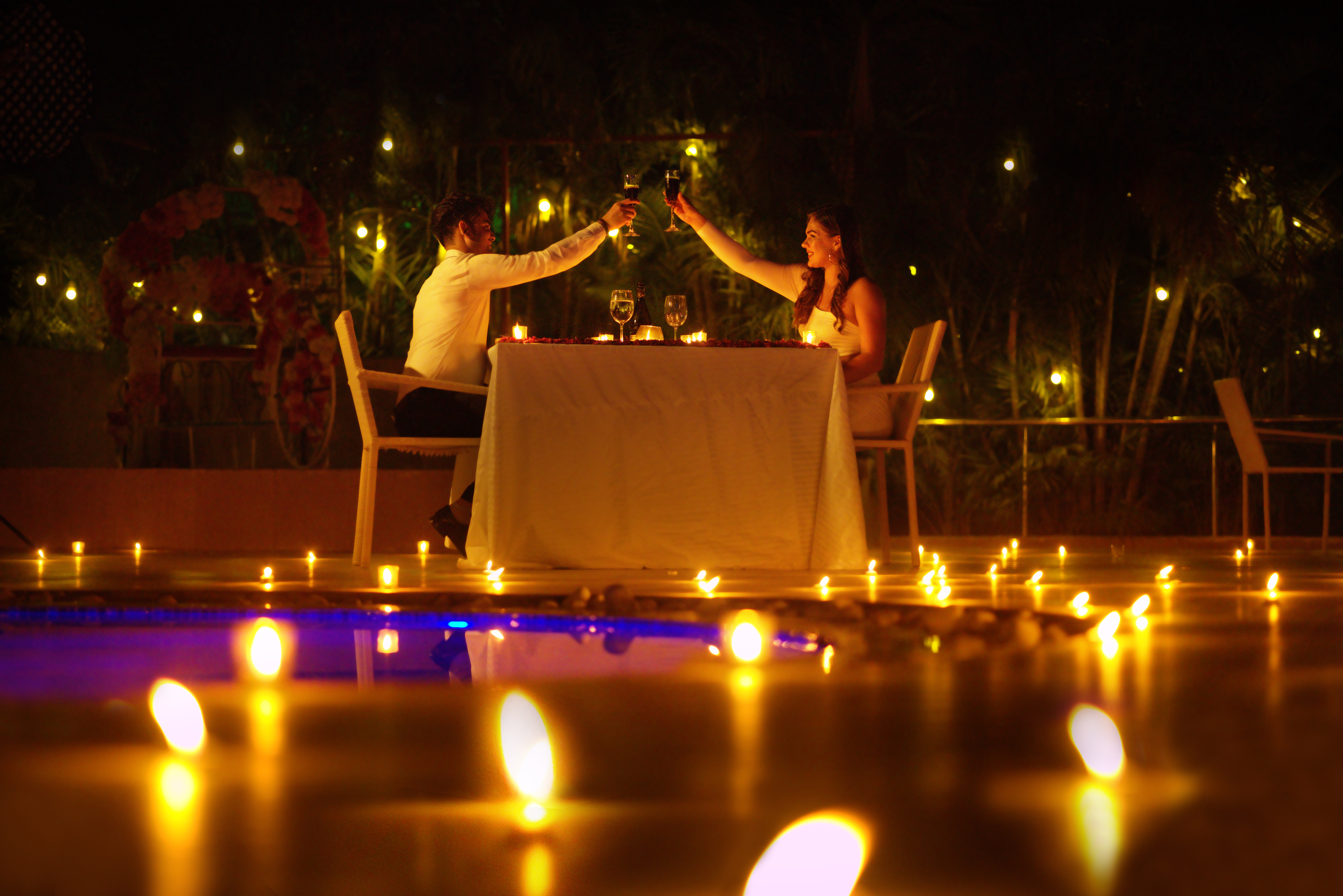 Candle-light dinner setting